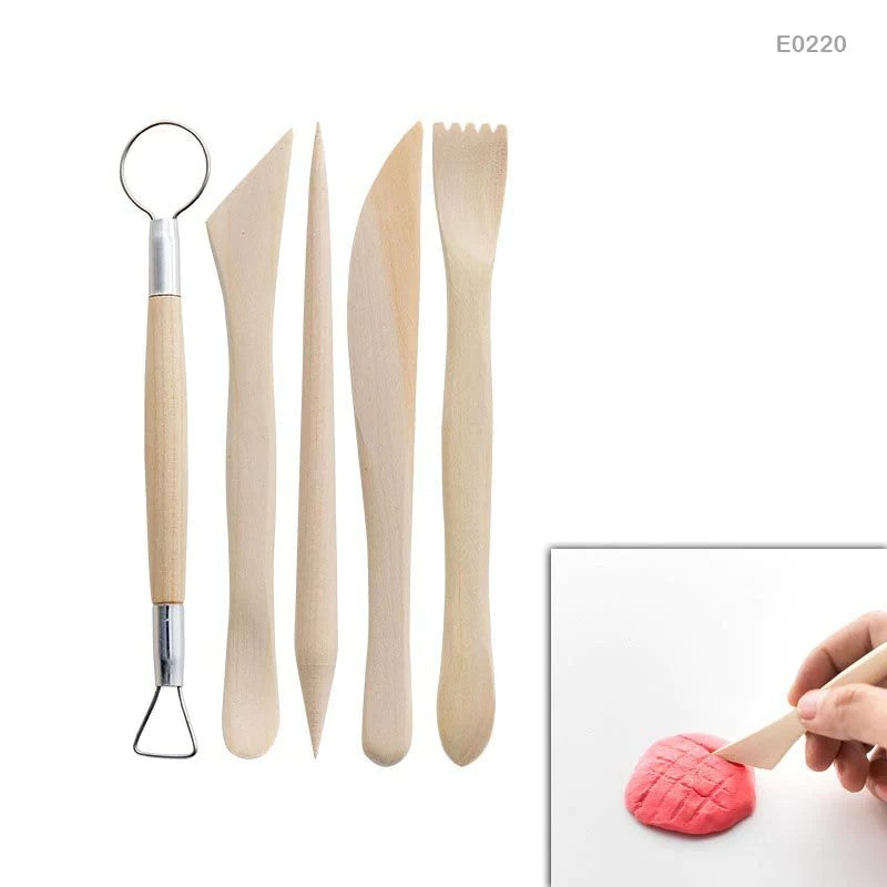 5Pc Wooden Clay Tool