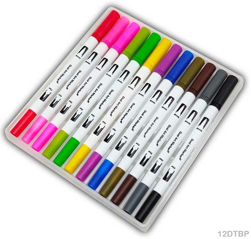 12 Color Dual Tip Brush Pen Set