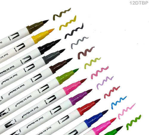 12 Color Dual Tip Brush Pen Set
