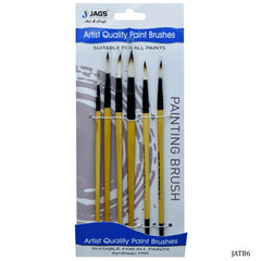 Jags Artist Taklon Brush 6Pcs 2/4/6/8/10/12 Jatb6
