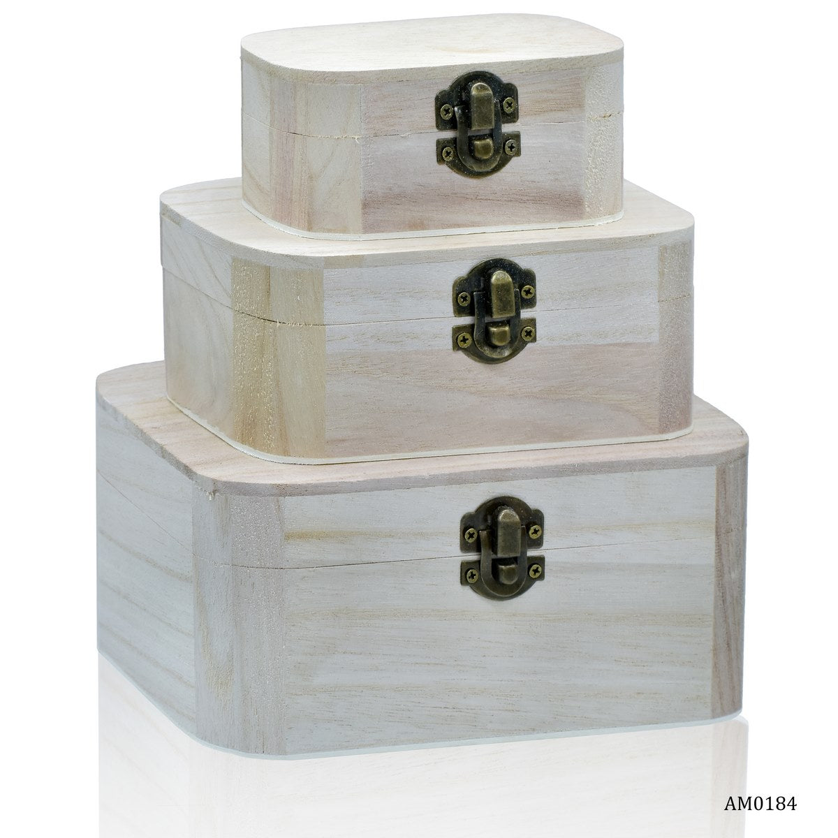 Wooden Empty Box Set Of 3 Pcs Oval Shape Am0184