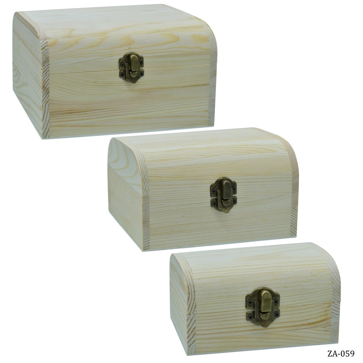 Wooden Empty Box Set Of 3 Pcs Top Oval Shape Za-059
