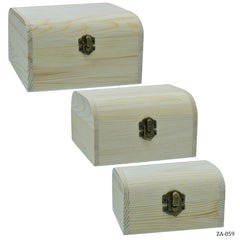 Wooden Empty Box Set Of 3 Pcs Top Oval Shape Za-059
