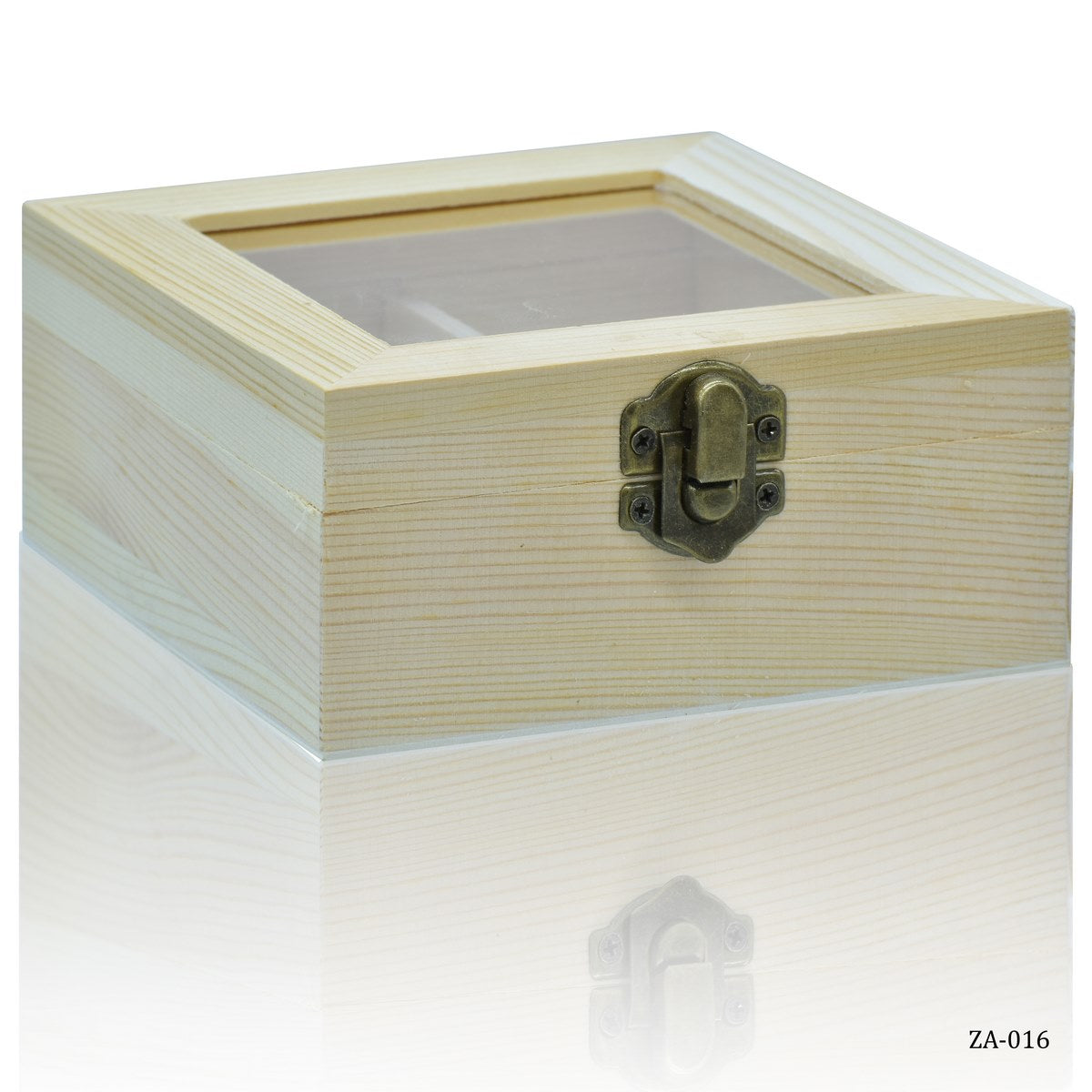 Wooden Empty Box Small Top Window Square 5X5X2 Inch Za-016