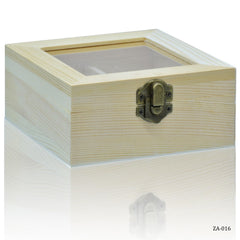 Wooden Empty Box Small Top Window Square 5X5X2 Inch Za-016
