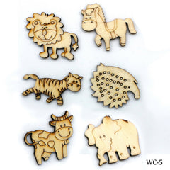 Wooden Craft Animal Design Big 6Pcs Wc-5