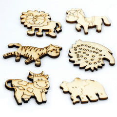 Wooden Craft Animal Design Big 6Pcs Wc-5