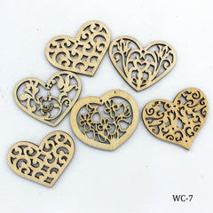 Wooden Craft Heart Design Big 6Pcs Wc-7