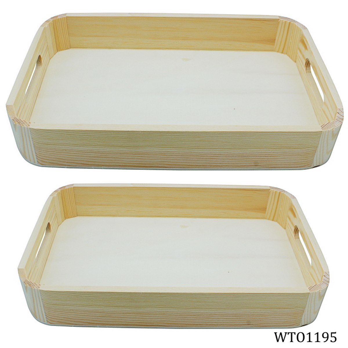 Wooden Decoupage Tray Ovel 2Pcs Set Wto1195