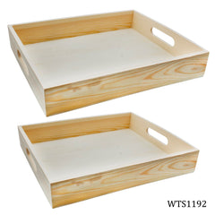 Wooden Decoupage Tray Square 2Pcs Set Wts1192