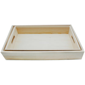 Wooden Decoupage Tray Square 2Pcs Set Wts1192