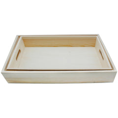 Wooden Decoupage Tray Square 2Pcs Set Wts1192