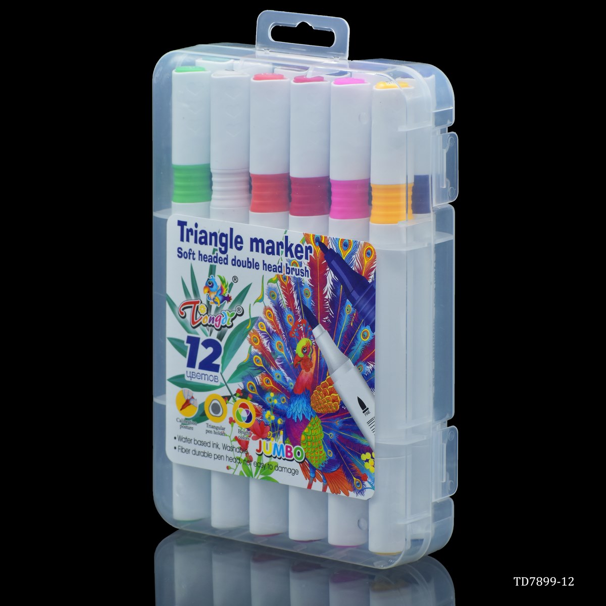 Triangle Marker Soft Headed Double Brush 12 Color Td7899-12