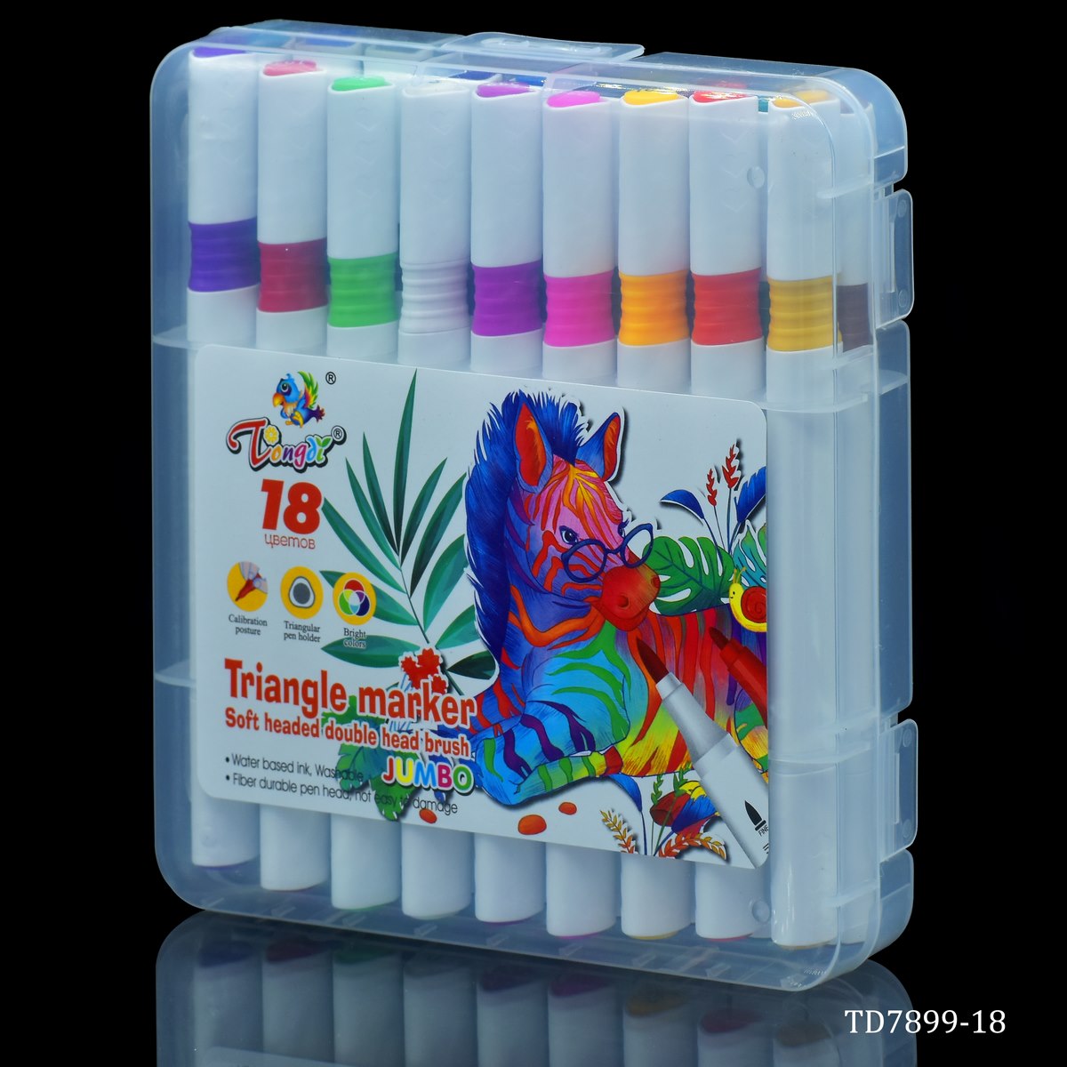 Triangle Marker Soft Headed Double Brush 18 Color Td7899-18