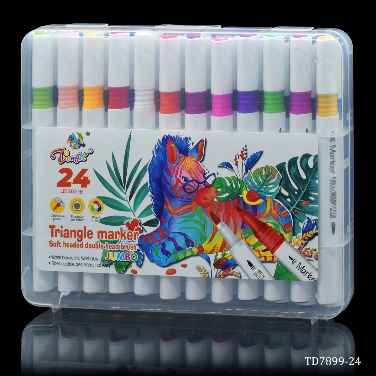 Triangle Marker Soft Headed Double Brush 24 Color Td7899-24