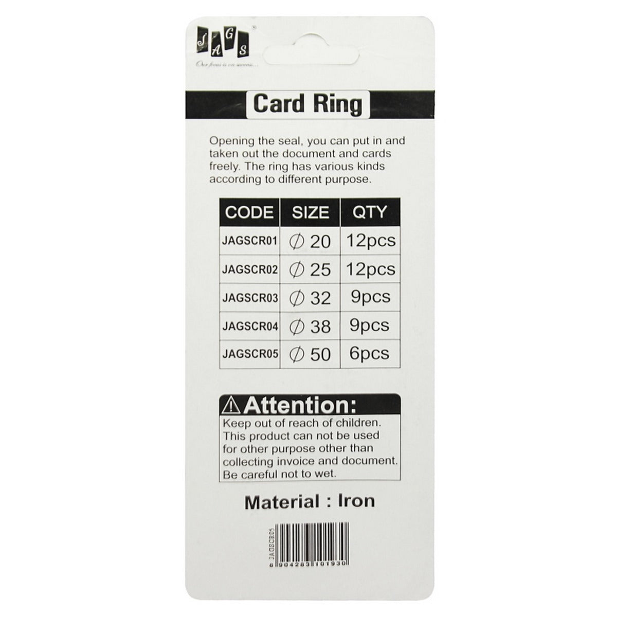 Book Ring 50Mm Jags 6Pcs Jagscr05