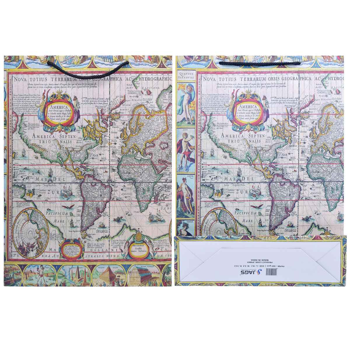 Jags Paper Bag Big Antique World Old Map B4 Jpbb01
