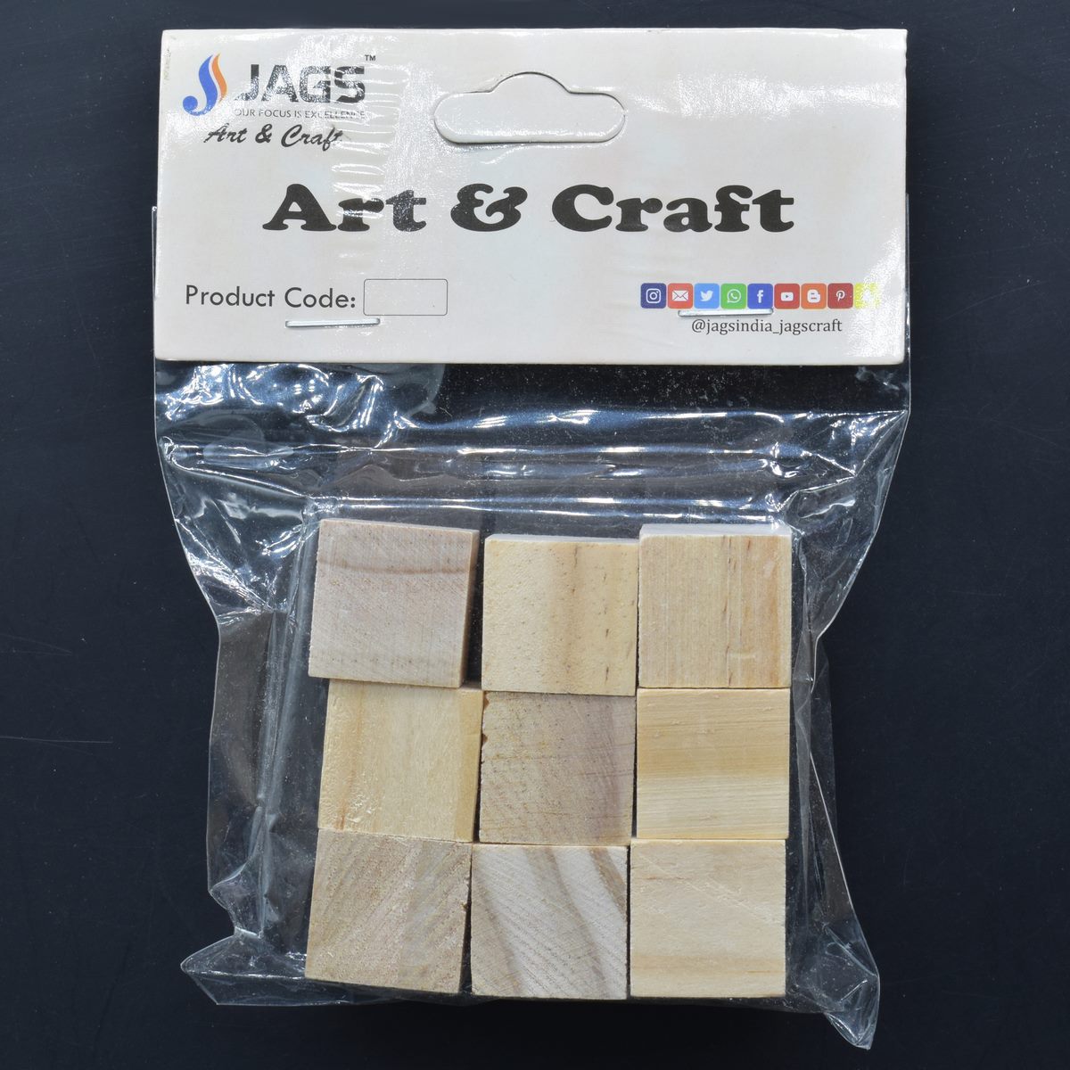 Wooden Block Square 2Cm 9Pcs Wb2Cm