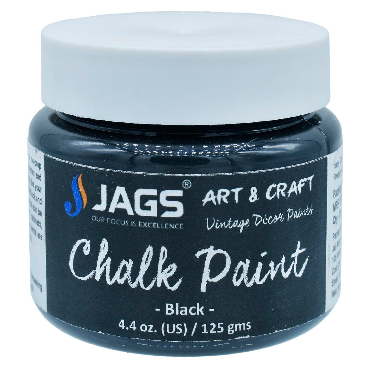 Jags Art Chalk Paint 4.4Oz 125Ml Black Jacp00