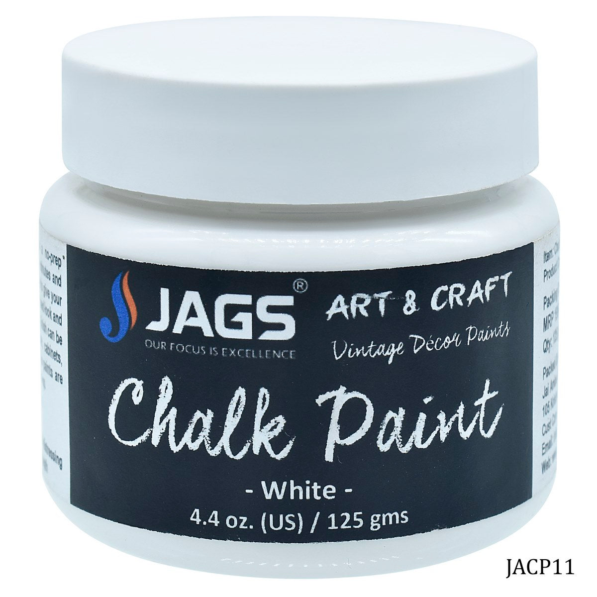 Jags Art Chalk Paint 4.4Oz 125Ml White Jacp11