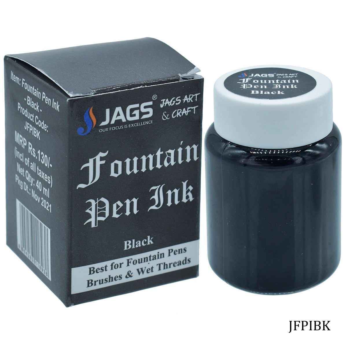 Jags Fountain Pen Inks 40Ml Black Jfpibk