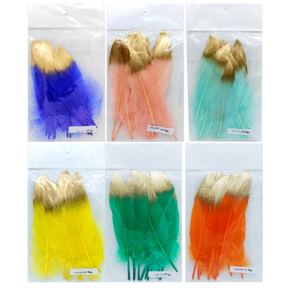 Feather Artificial Medium Colour&Gol 10Pcs Cfm-Bgd