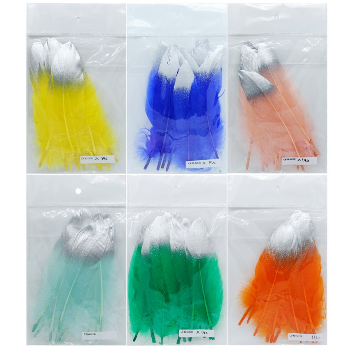 Feather Artificial Medium Colour&Sil 10Pcs Cfm-Bsr