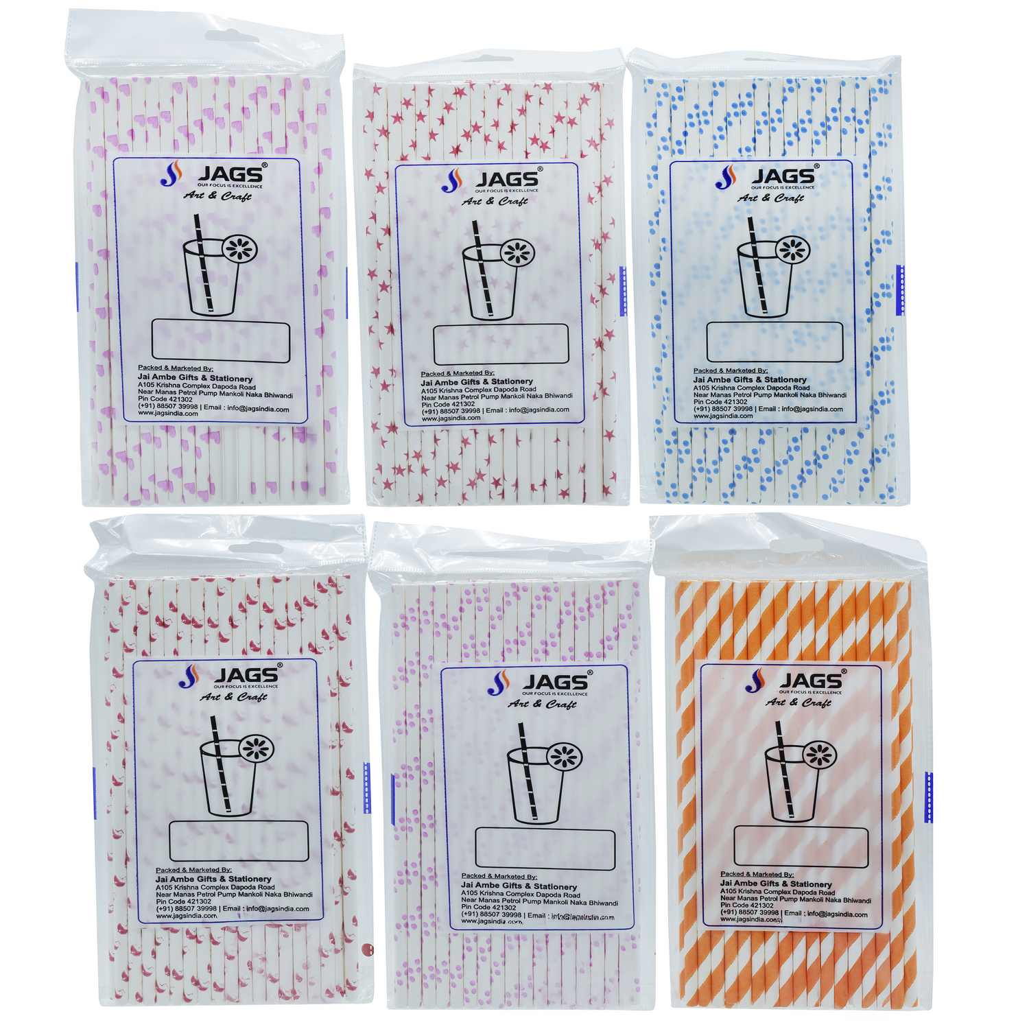 Jags Decorative Pipe Paper Straw 50Pcs JPS6MM