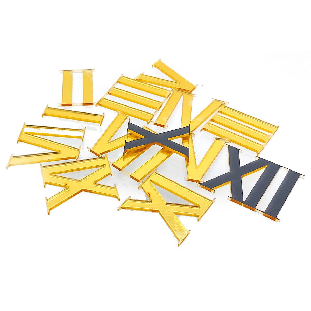 Acrylic Roman Number For Clock Gold 12Pcset Arn100
