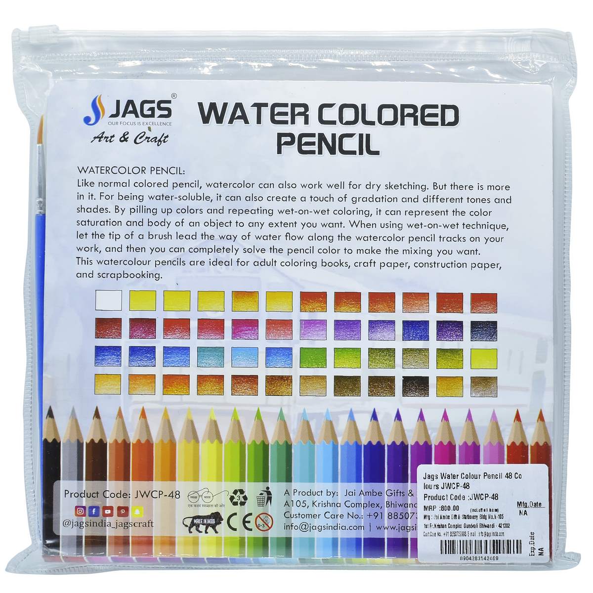 Jags Water Colour Pencil 48 Colours Jwcp-48