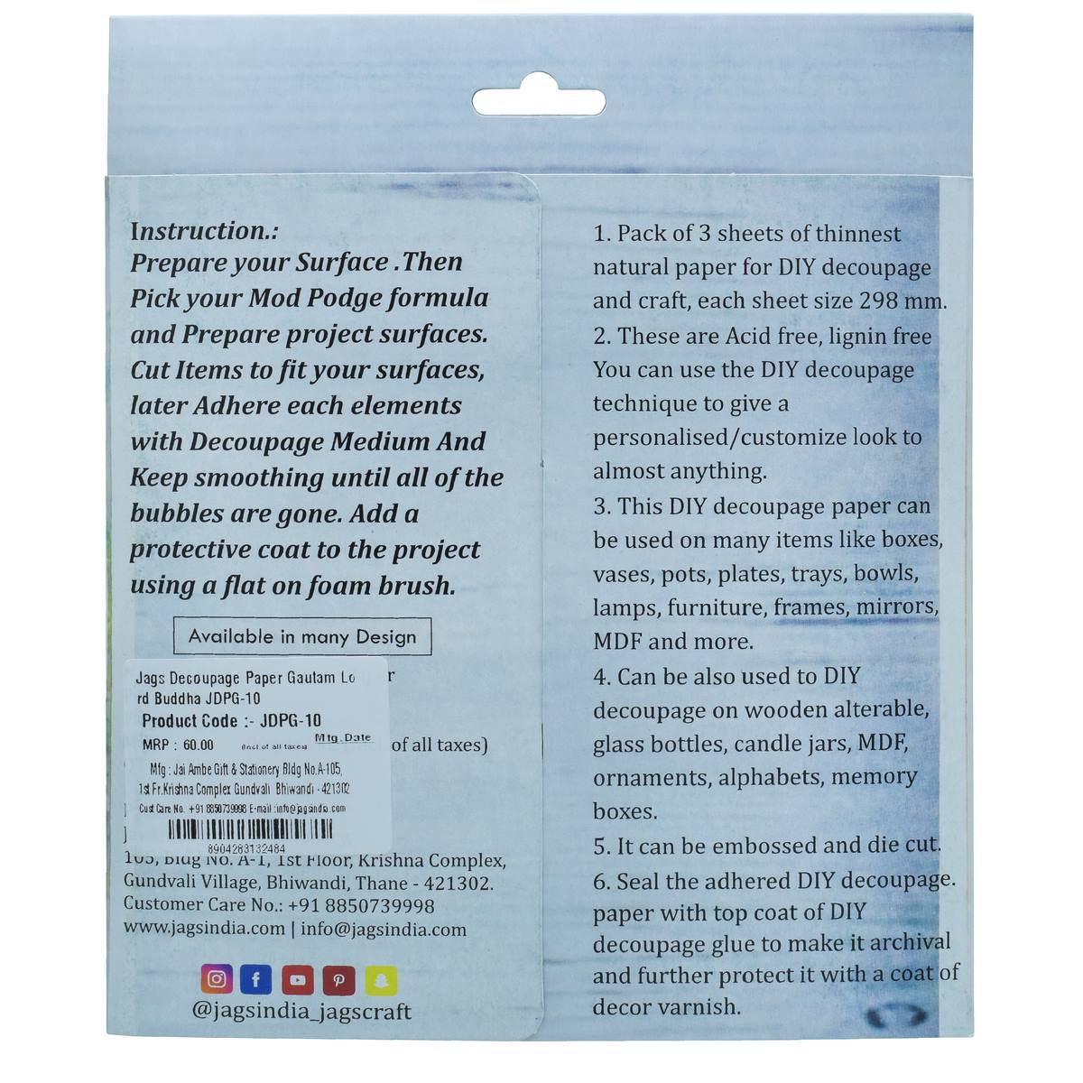 Jags Decoupage Paper Gautam Lord Buddha Jdpg-10