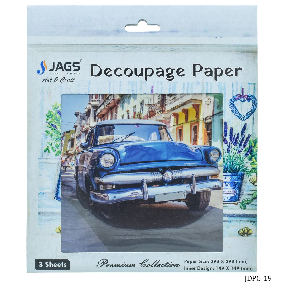 Jags Decoupage Paper Vintag Blue Car Jdpg-19
