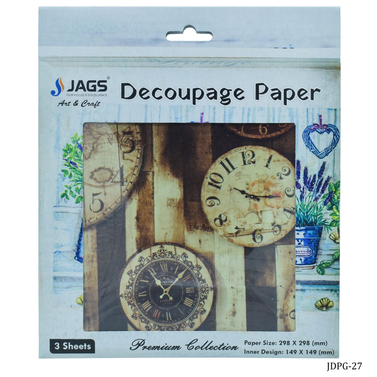 Jags Decoupage Paper 3 Vintage Clock Jdpg-27