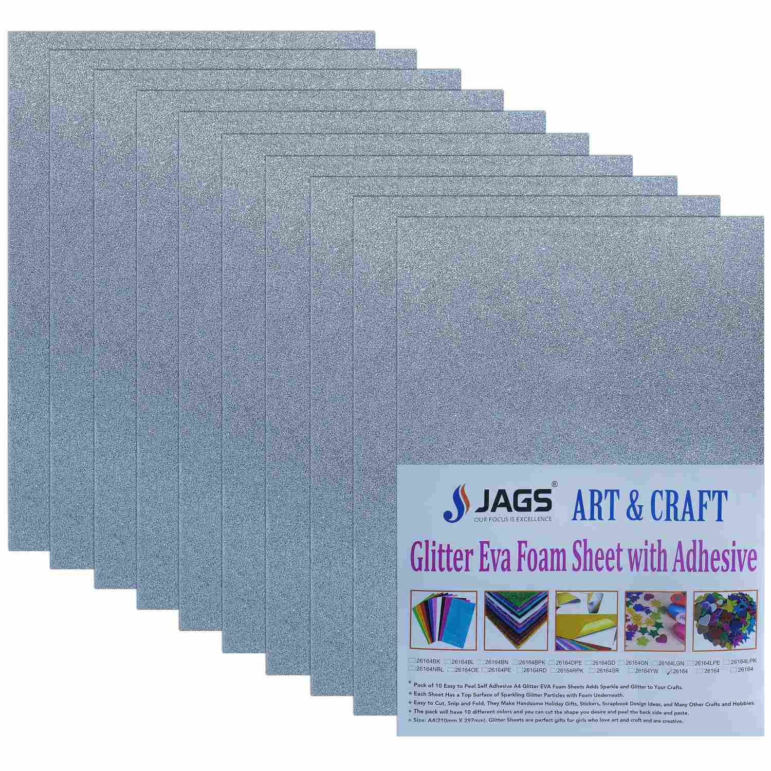 A4 Glitter Foam Sheet With Sticker Silver 26164Sr
