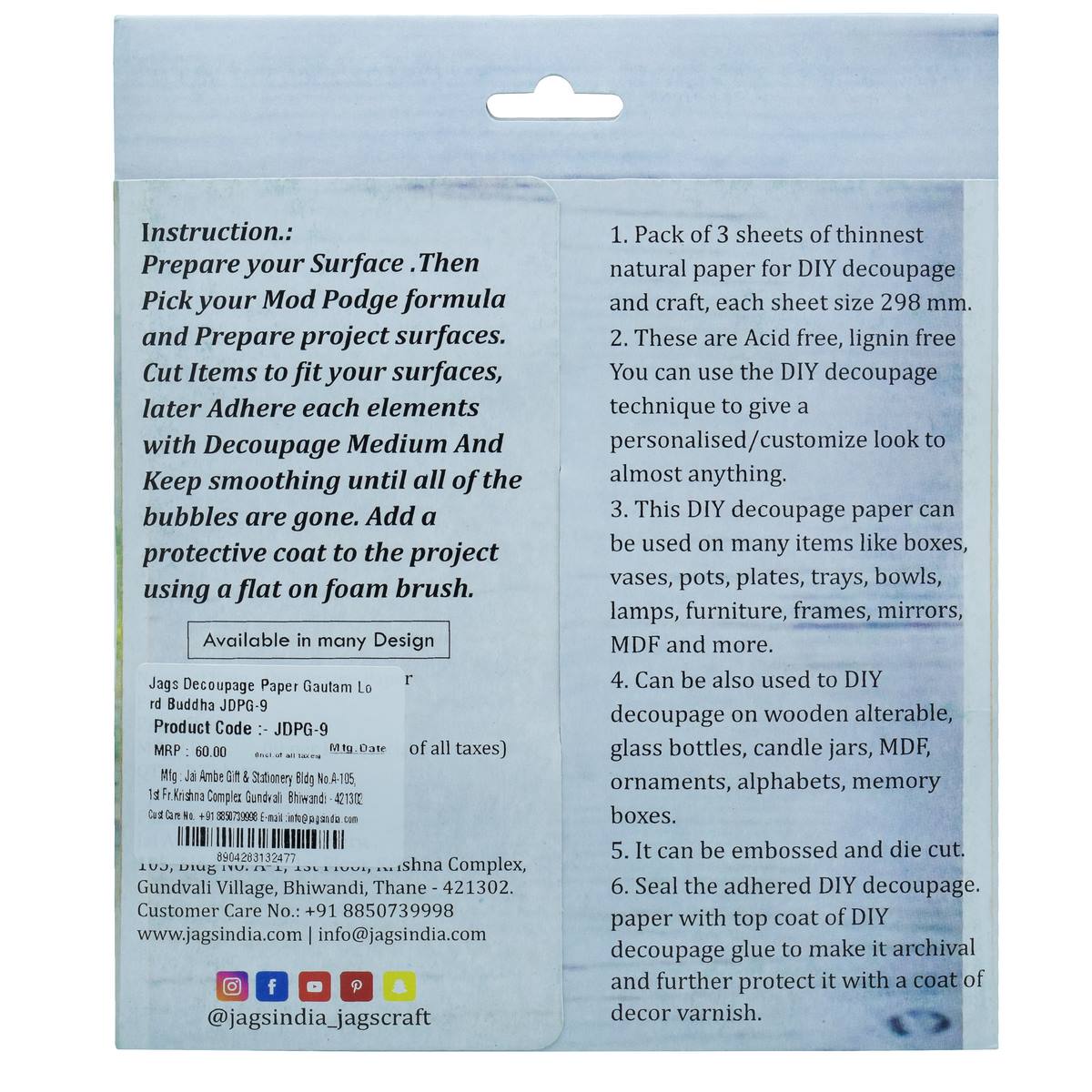 Jags Decoupage Paper Gautam Lord Buddha Jdpg-9