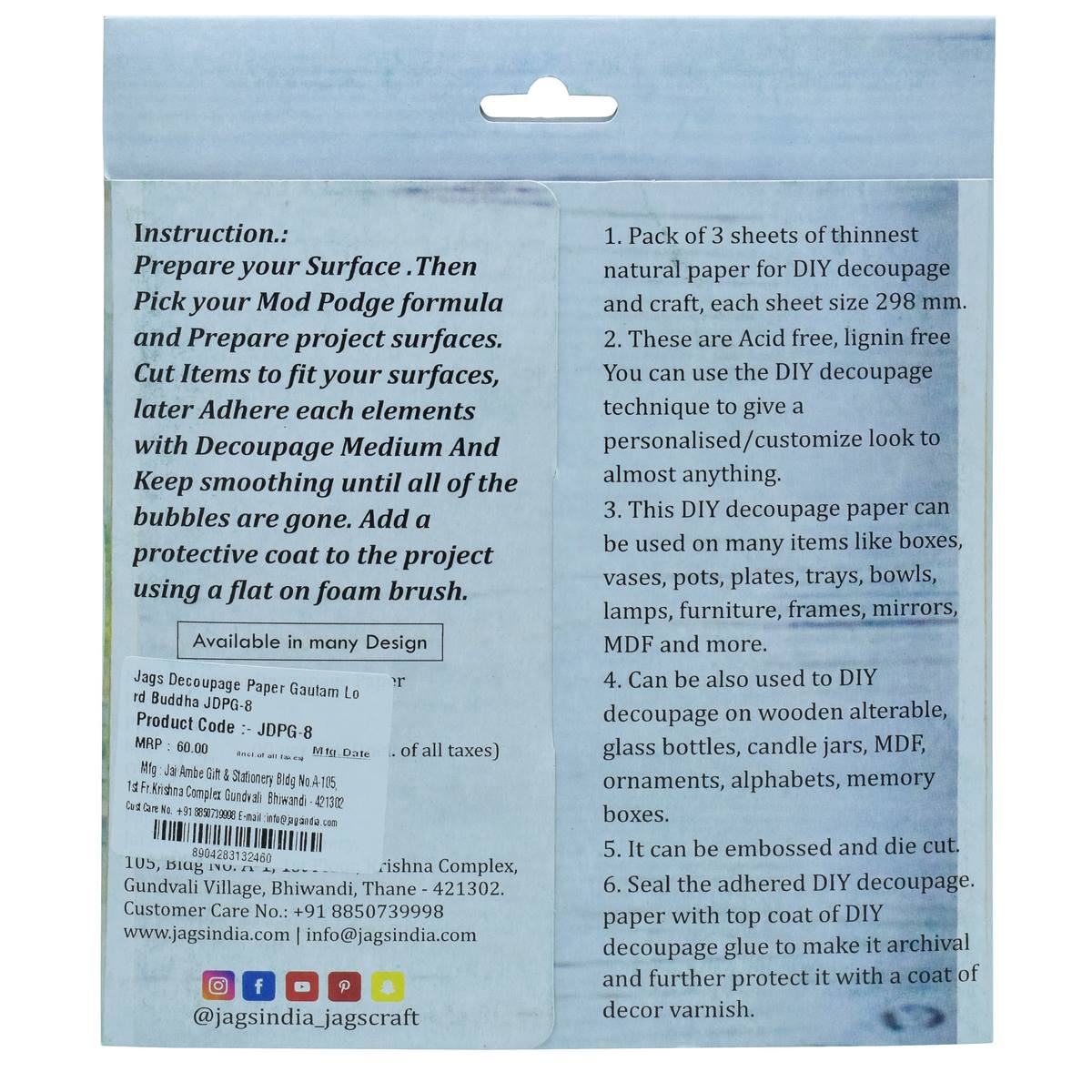Jags Decoupage Paper Gautam Lord Buddha Jdpg-8