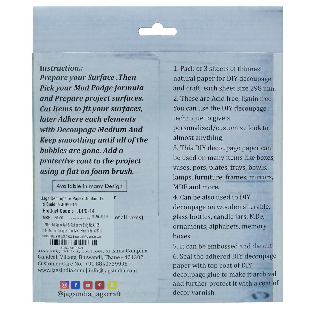 Jags Decoupage Paper Gautam Lord Buddha Jdpg-14