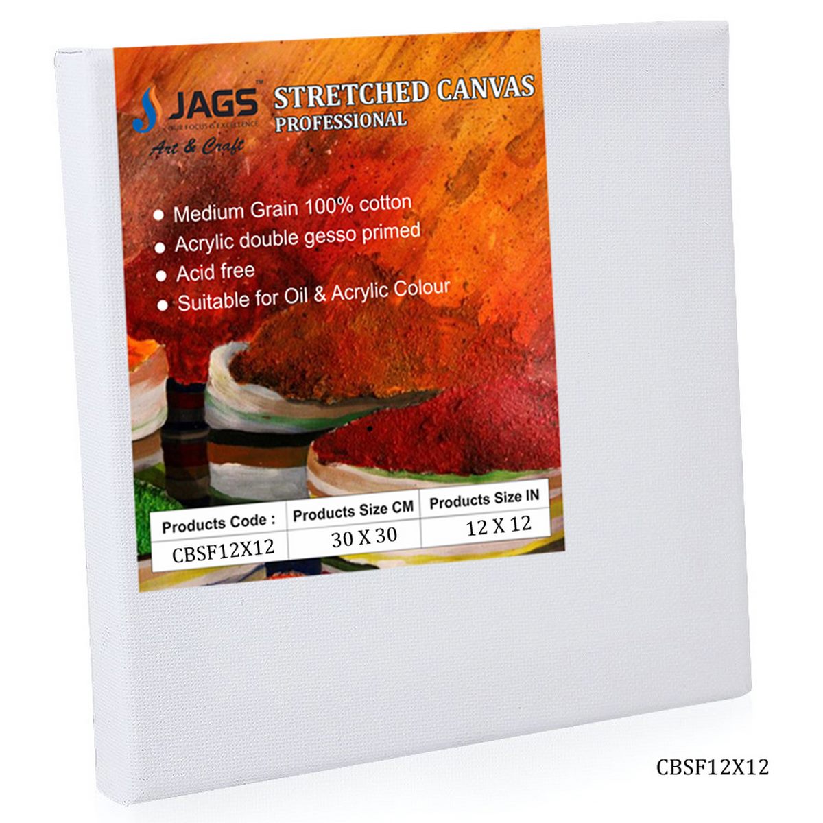 Canvas Board Stretched Frame 12X12Inch Cbsf12X12