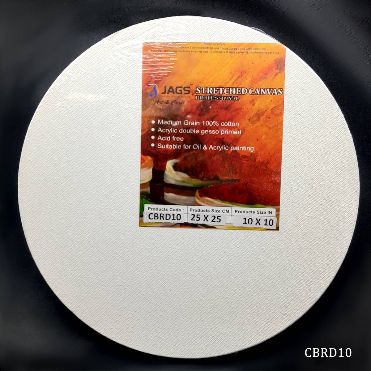 Canvas Board Stretched Frame Round 10Inch Cbrd10