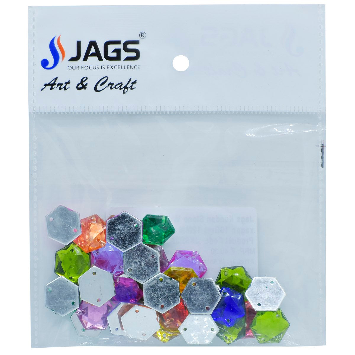 Jags Kundan Stone With Hole Hexagon 10Gms 12Mm Jksr20