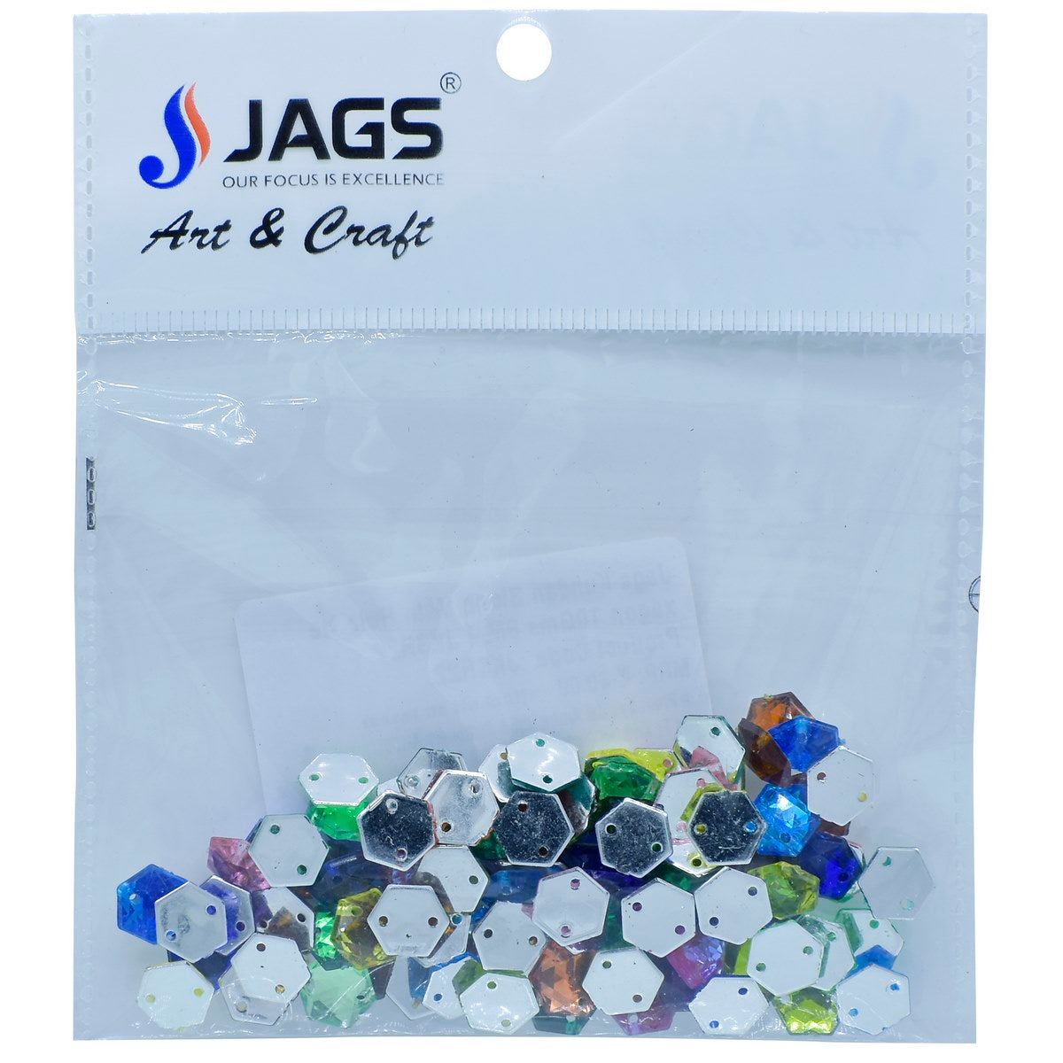 Jags Kundan Stone With Hole Hexagon 10Gms 8Mm Jksr22