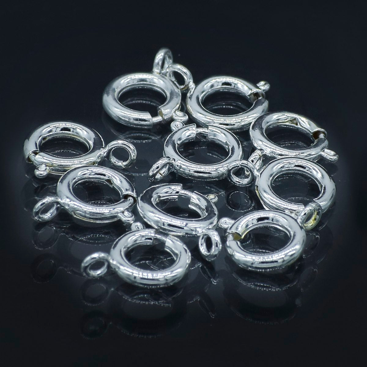 Jewellery Springring Hooks Big Silver Set Of 10Pcs Jshs01-S