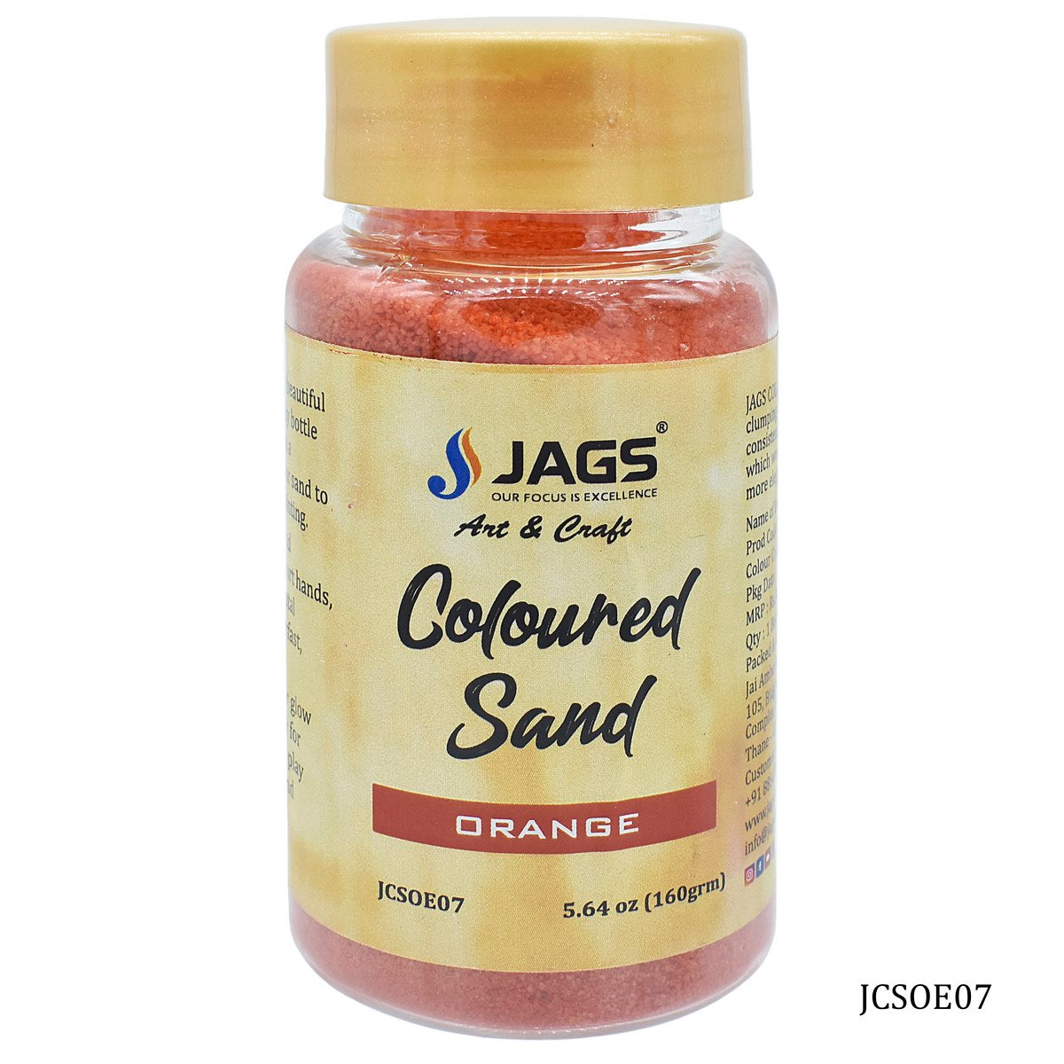 Jags Coloured Sand 160Gms Orange No 7 Jcsoe07