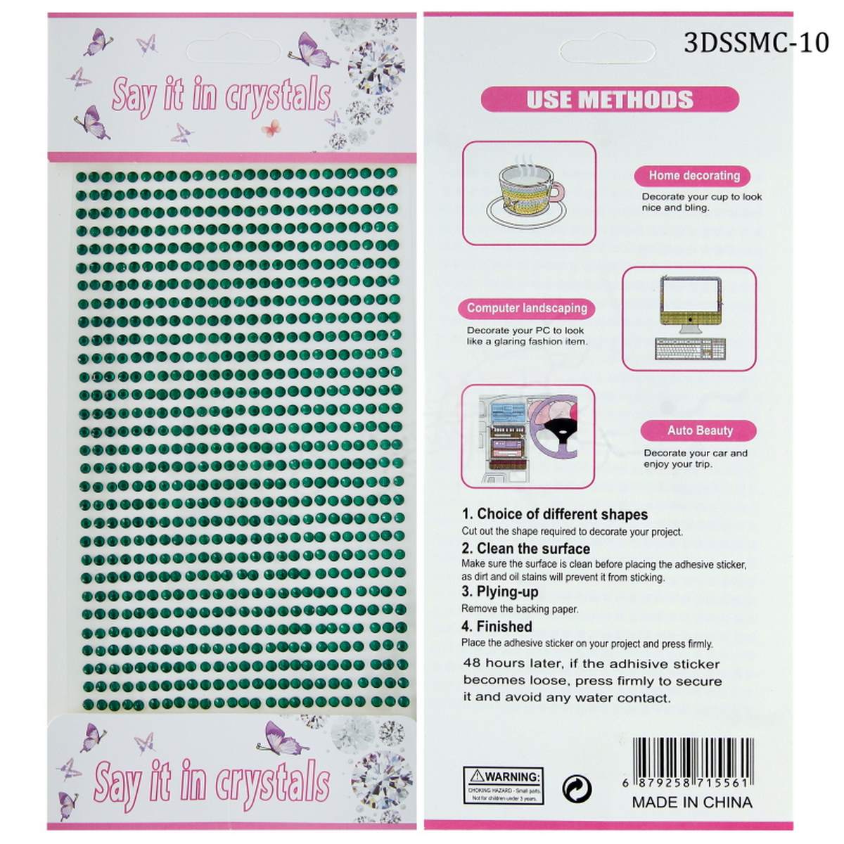Sticker Diamond 3Mm 10 Dark Green 3Dssmc-10