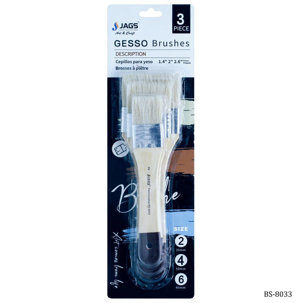 Gesso Paint Brush 3Pics Set Hog Hair 35 50 65 Mm Bs-8033