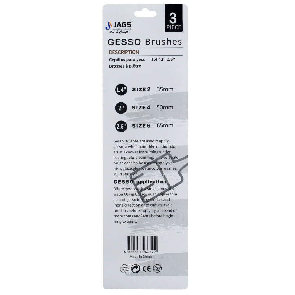 Gesso Paint Brush 3Pics Set Hog Hair 35 50 65 Mm Bs-8033