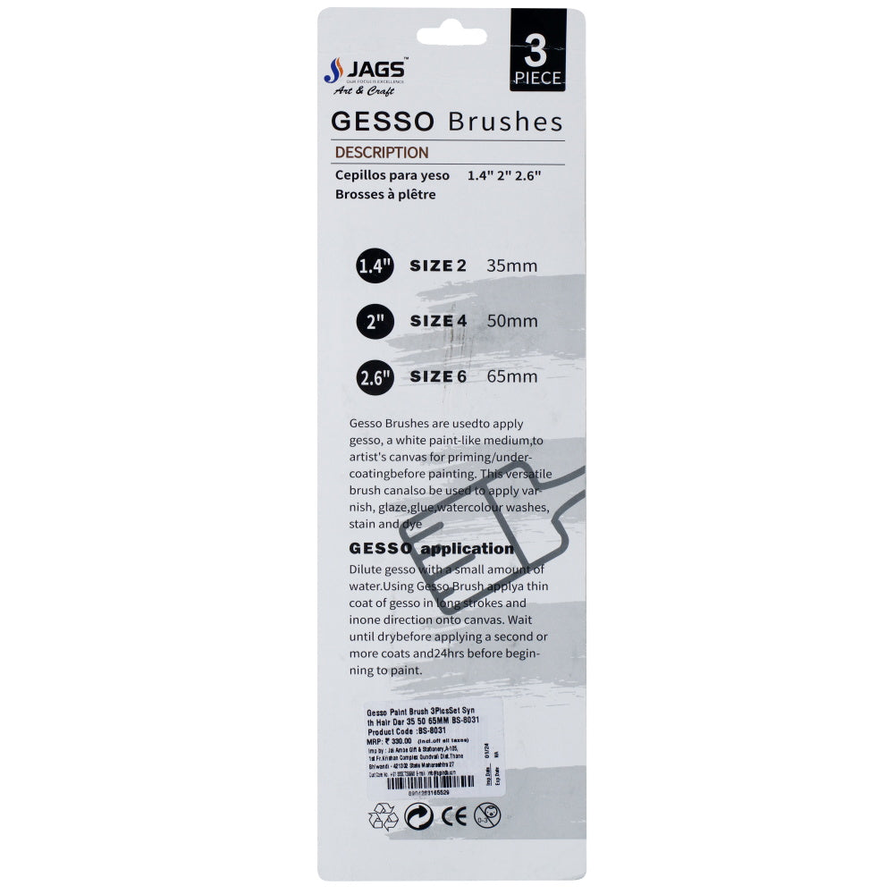 Gesso Paint Brush 3Picsset Synth Hair Dar 35 50 65Mm Bs-8031