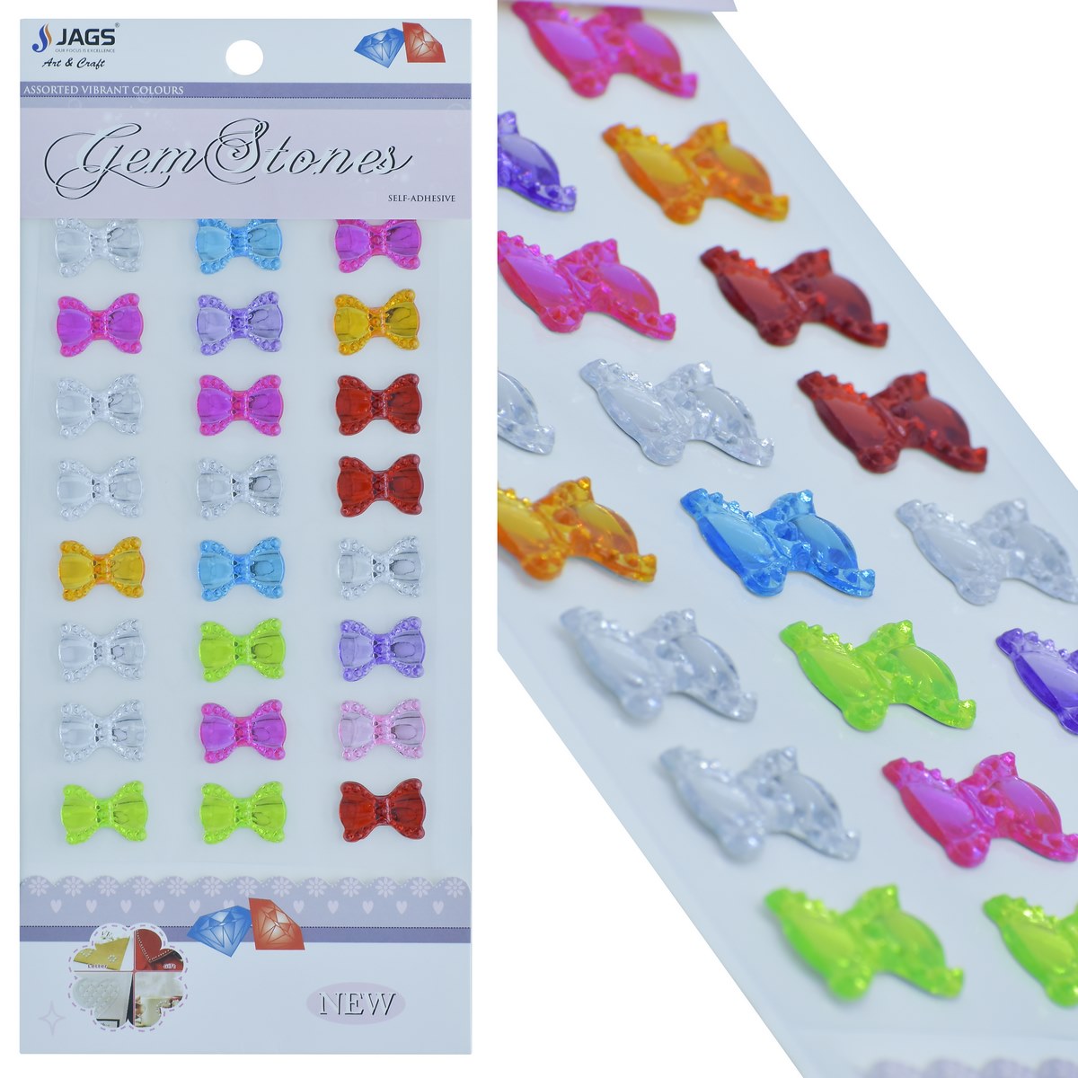 Jags Gem Stones Sticker Big Bow Multicolour Ksq-Hdj