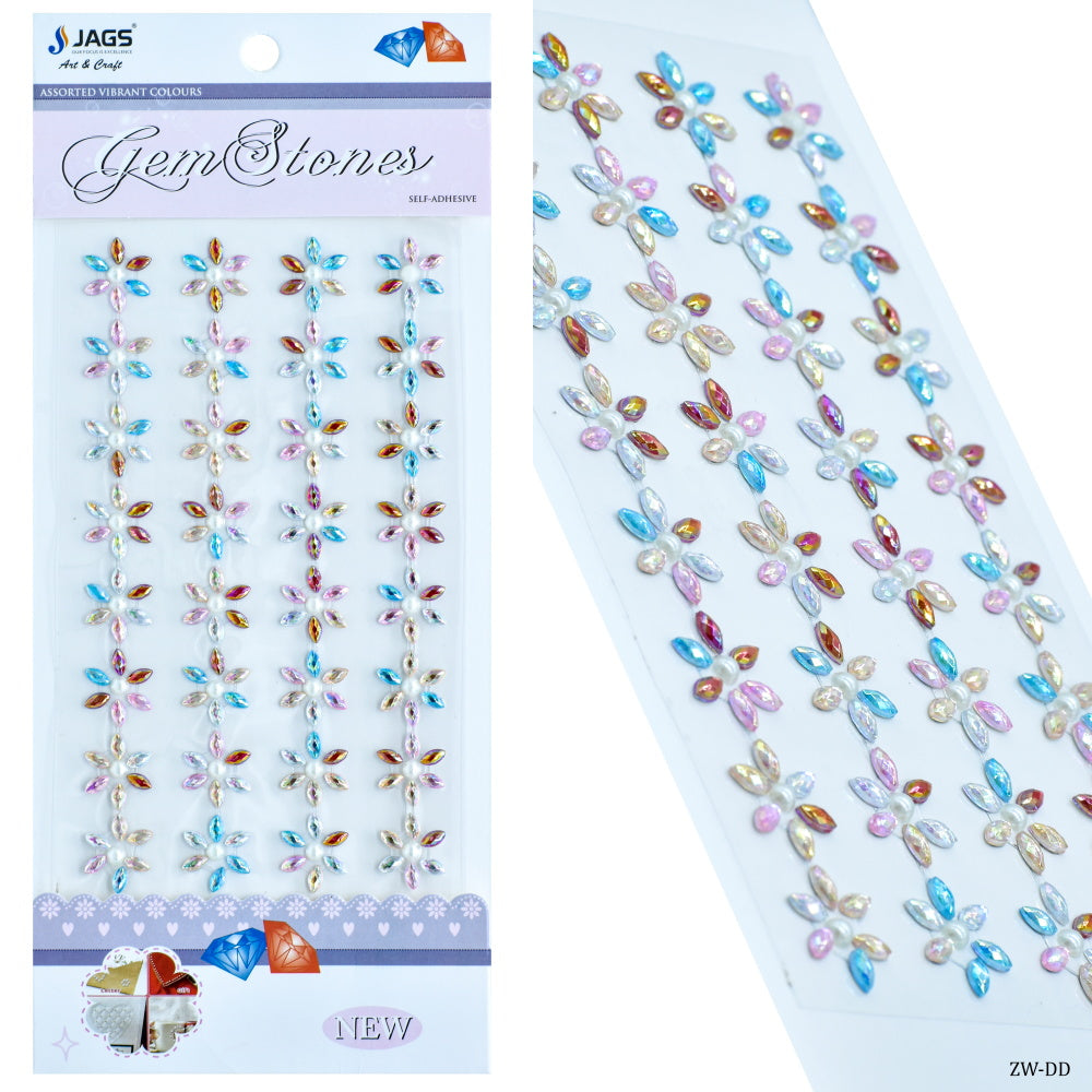 Jags Gem Stones Sticker Flower Multicolour Zw-Dd