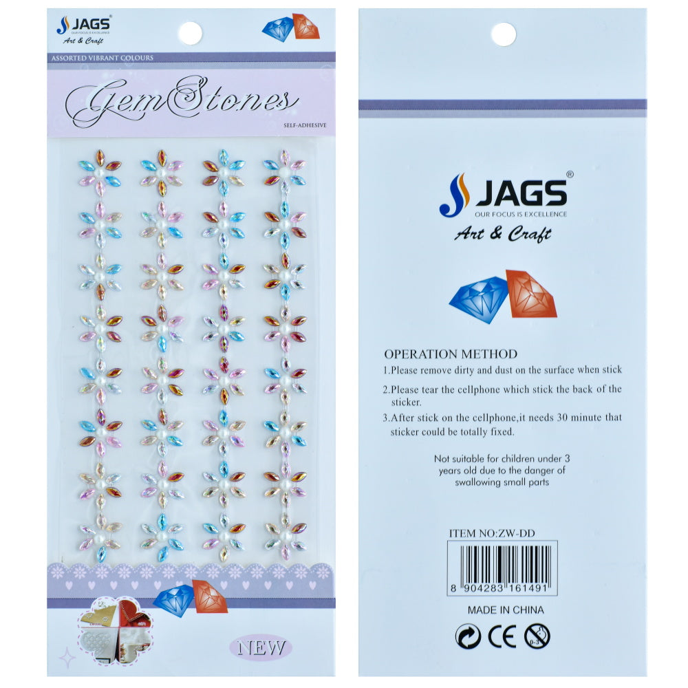 Jags Gem Stones Sticker Flower Multicolour Zw-Dd